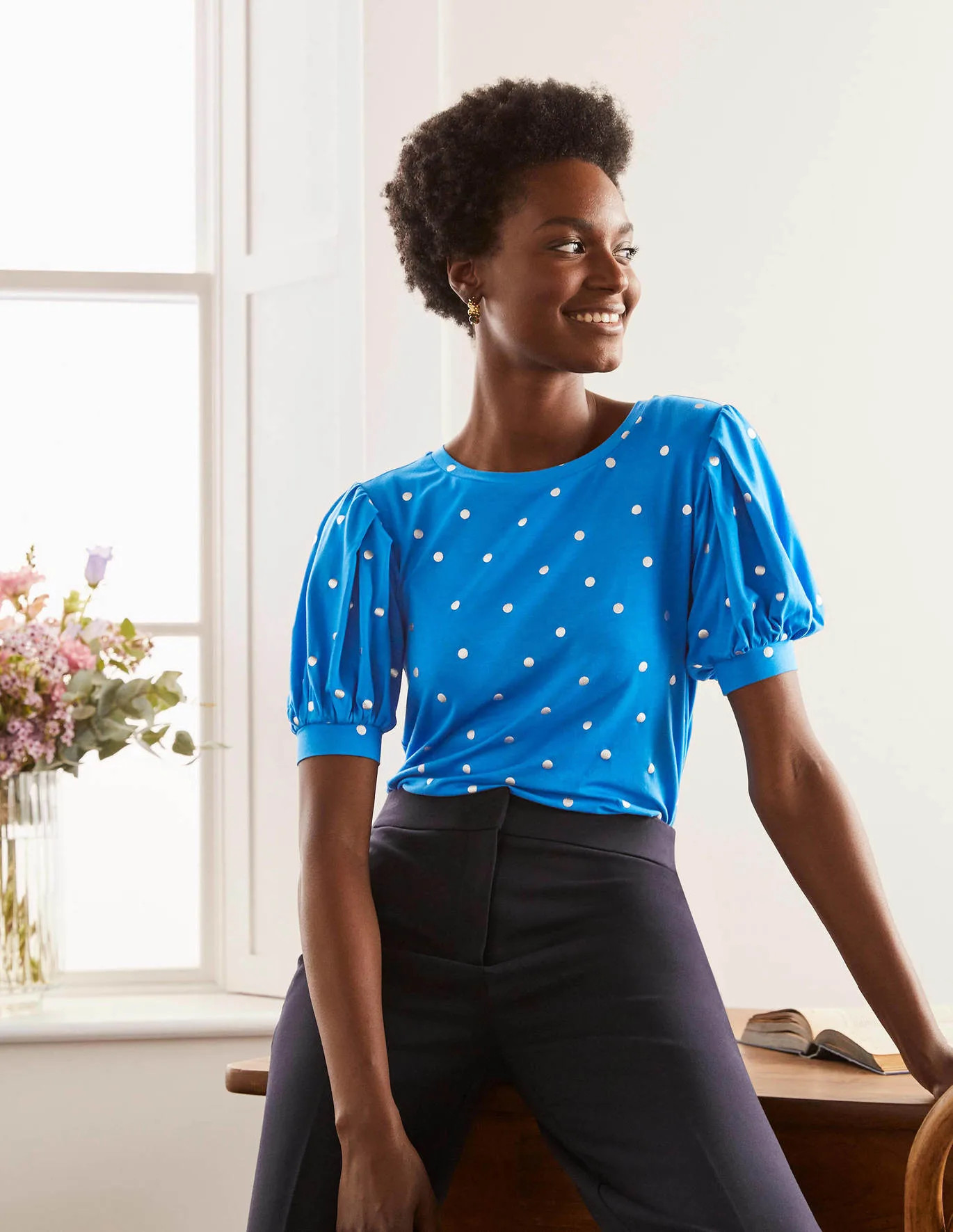 Holly Puff Sleeve Jersey Top | Boden (US)