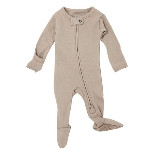 Organic Zipper Footie in Oatmeal | L'ovedbaby