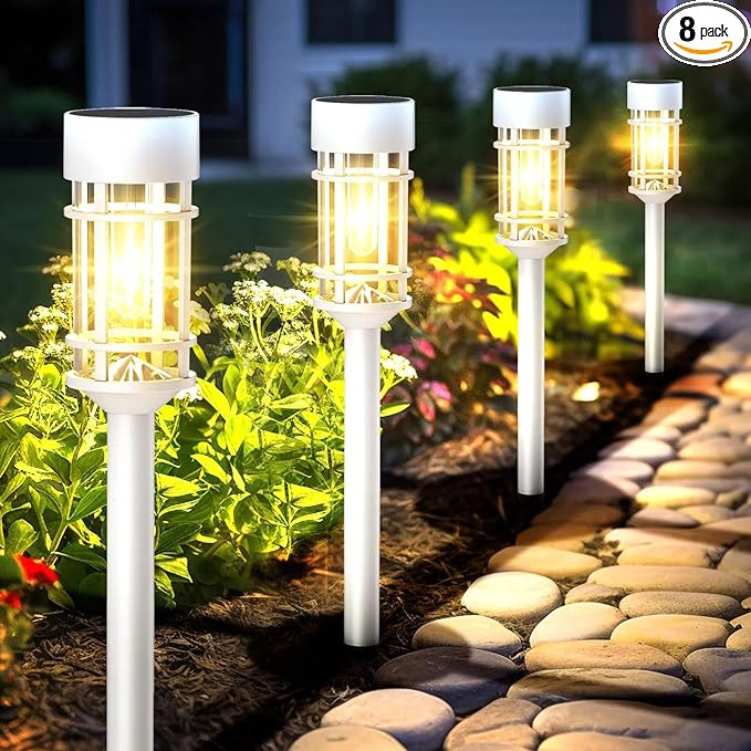 Solar Pathway Lights Outdoor Waterproof, 8 Pack LED Solar Garden Lights for Outside Decorations, ... | Amazon (US)