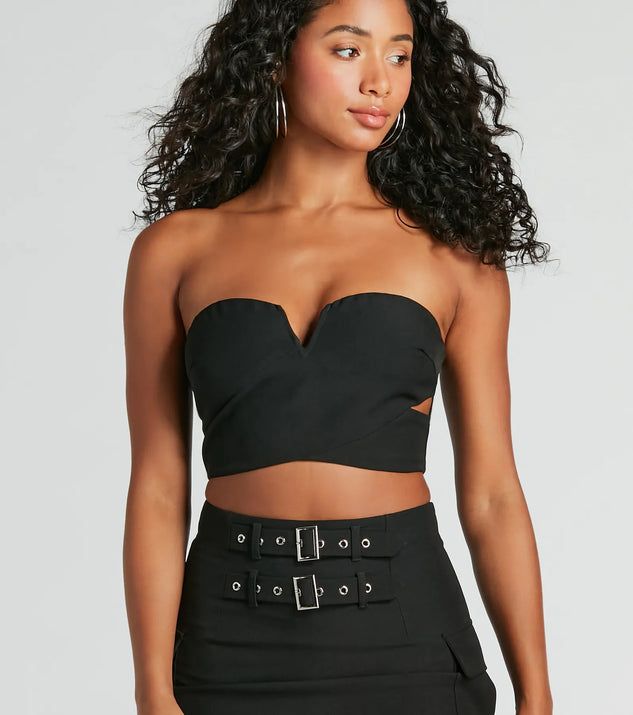 Major Baddie Strapless Cutout Woven Crop Top | Windsor Stores