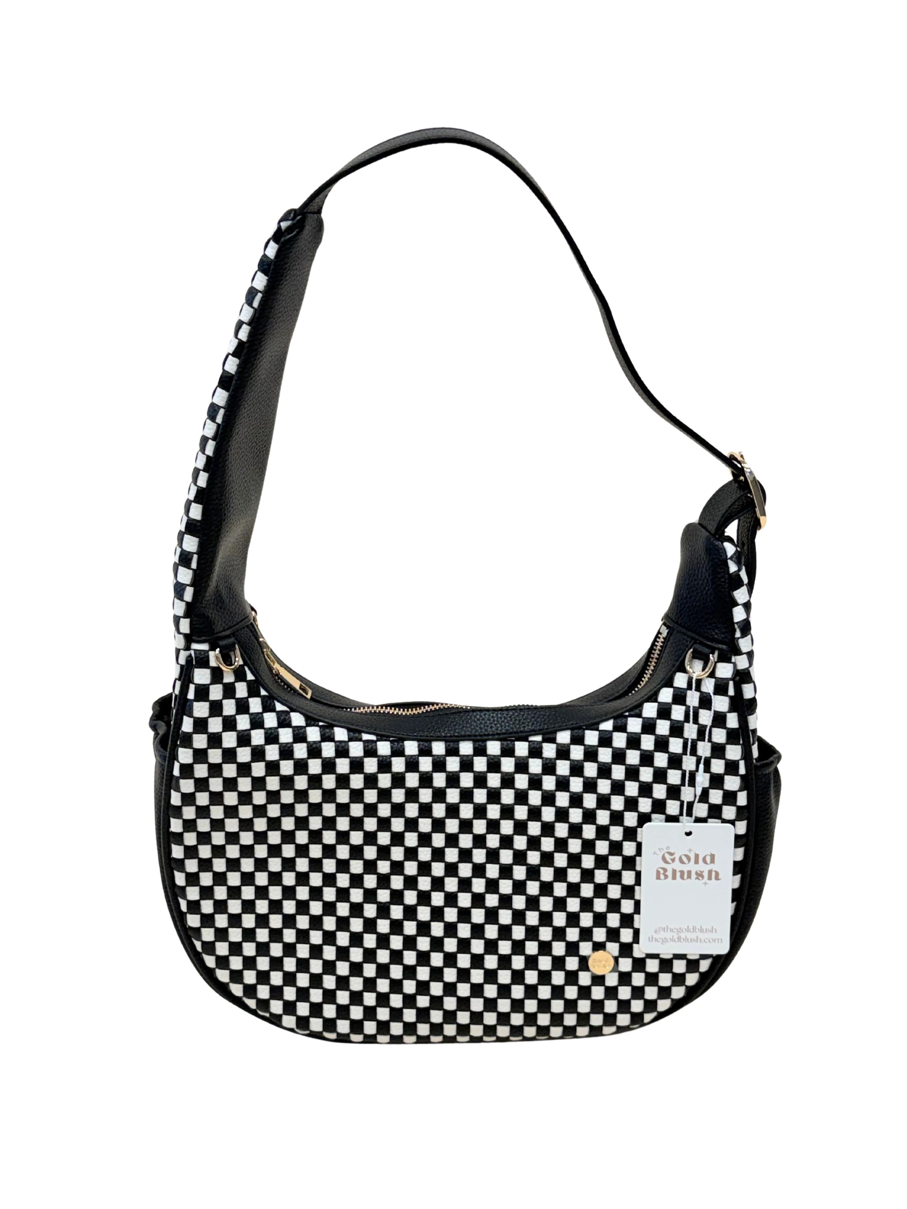 Gold Blush Woven Everyday Shoulder Bag – Vegan Leather Adjustable Stra | The Gold Blush