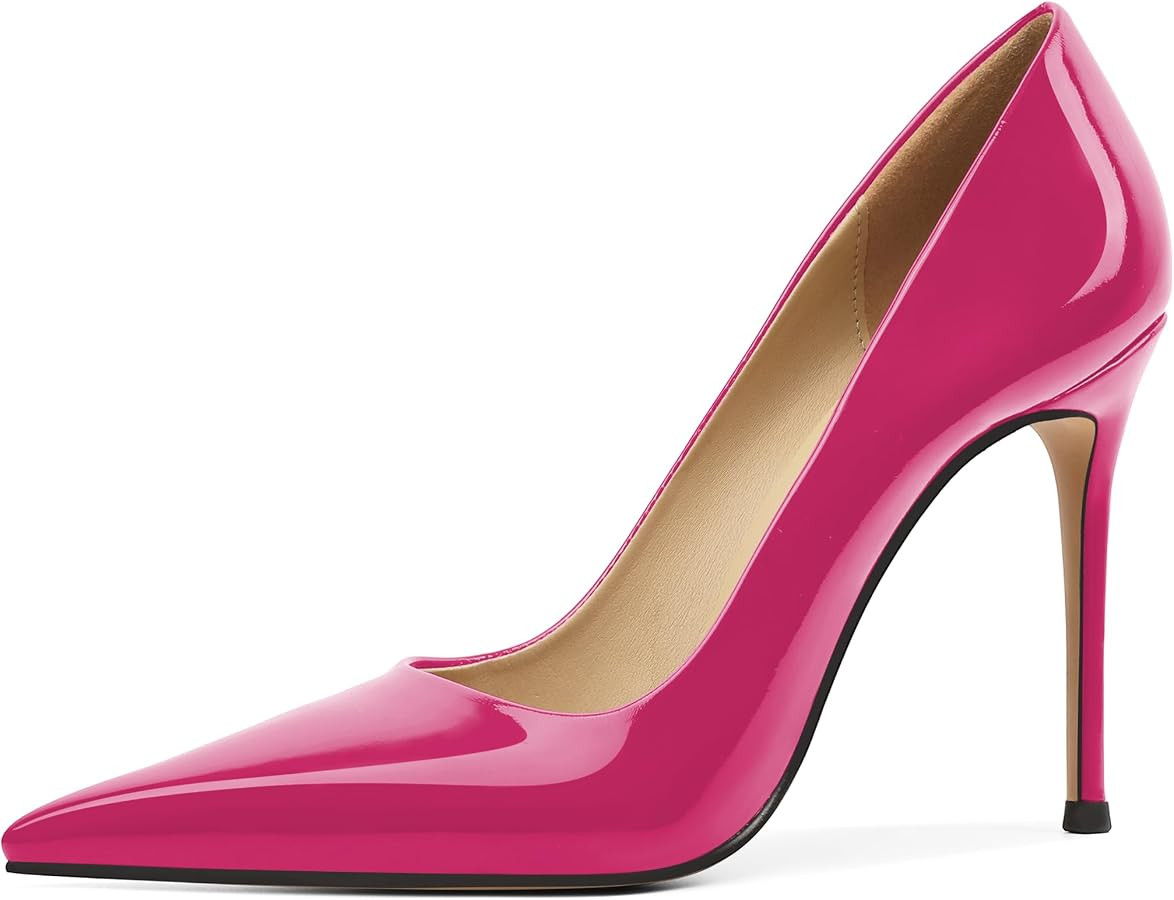 Esvowido Stiletto Heels for Women Closed Toe High Heel Pointed Pumps Sexy Comfort Slip On 4 Inch ... | Amazon (US)