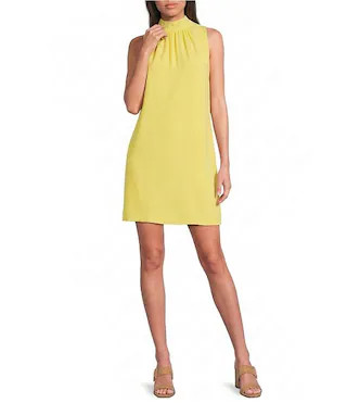 Chiara Mock Neck Sleeveless Crepe Dress | Dillard's