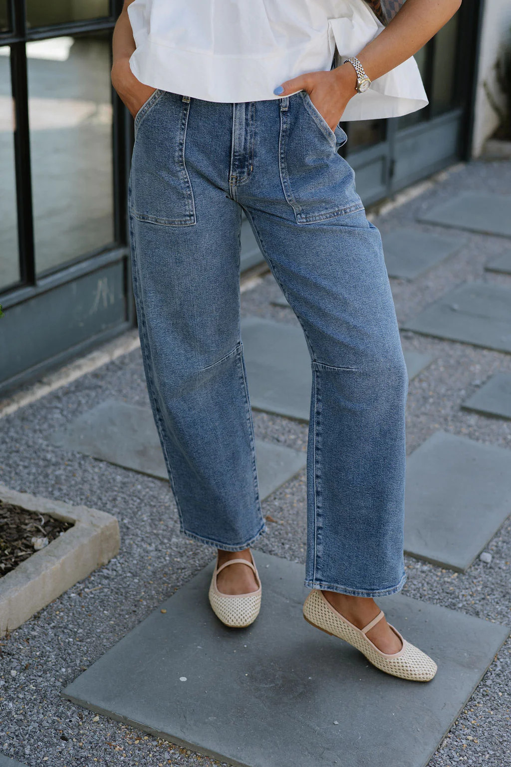 Lolly Utility Barrel Jean-Medium Wash | These Three