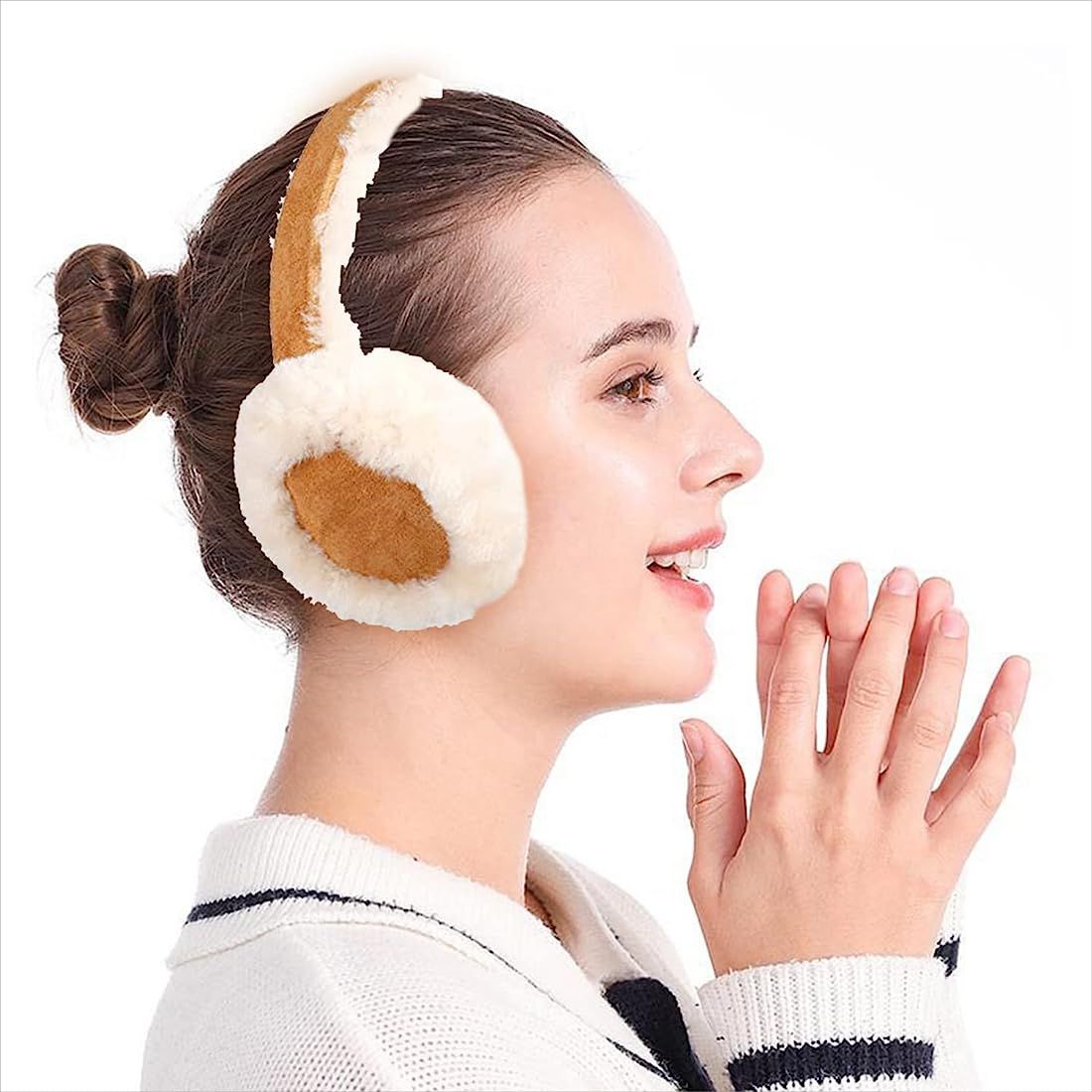 MaxW Winter Ear Muffs for Men and Women Australian Black Sheepskin Wool Earmuffs Brown Outdoor Fu... | Amazon (US)