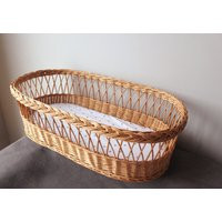 Baby Moses Basket | Wicker Willow Cradle Shower Gift Nursery Decor | Etsy (US)