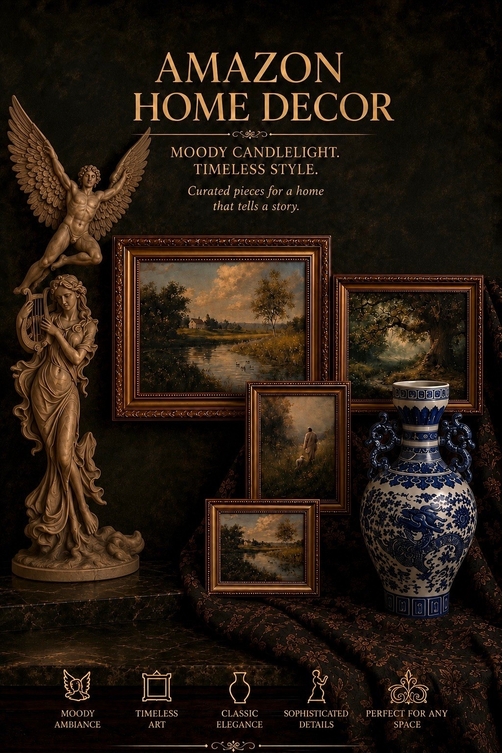 Create a home that feels collected, timeless, and full of character.

From vintage-inspired artwork and elegant statues to statement porcelain vases, these Amazon décor finds bring warmth, sophistication, and old-world charm to any space. Which piece would you style in your home?

#AmazonFinds #HomeDecor #ClassicInteriors #VintageDecor #TimelessStyle #LuxuryHomeDecor #WallArt #BlueAndWhiteDecor #OldMoneyAesthetic #AmazonHome #InteriorDesign #ElegantLiving #HomeInspiration #TraditionalDecor #callsigndesign