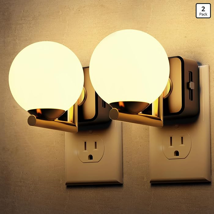L LOHAS LED Night Lights Plug Into Wall 2 Pack, Dusk to Dawn Sensor, 3000K Nightlight, 0-100LM Ad... | Amazon (US)