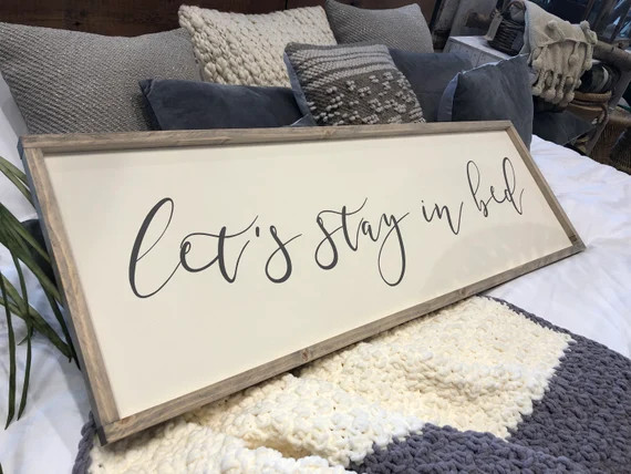 Let's Stay in Bed Wood Sign  15x48  Bedroom | Etsy | Etsy (US)