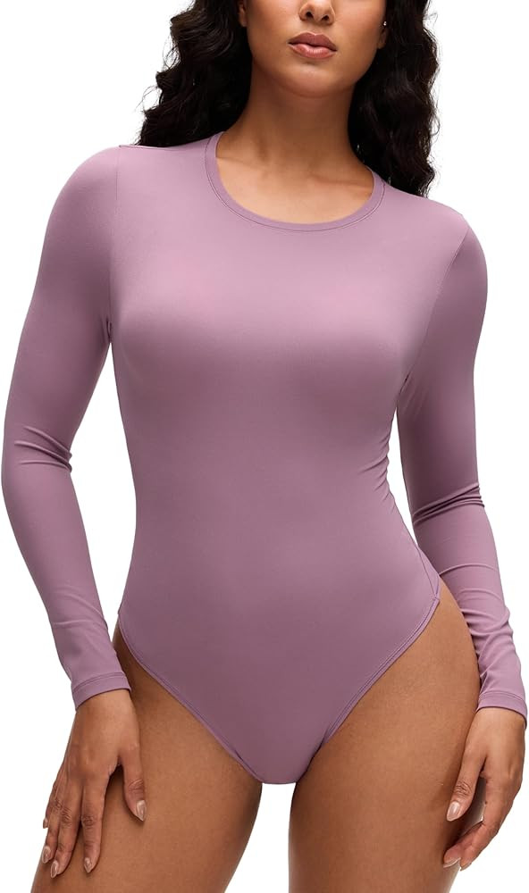 CRZ YOGA Softembrace Long Sleeve Bodysuits for Women - Crewneck Basic Casual Travel Thong Body Su... | Amazon (US)