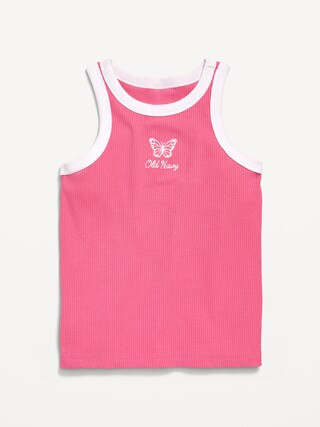 Fitted Ribbed Logo-Graphic Tank Top for Girls | Old Navy (US)