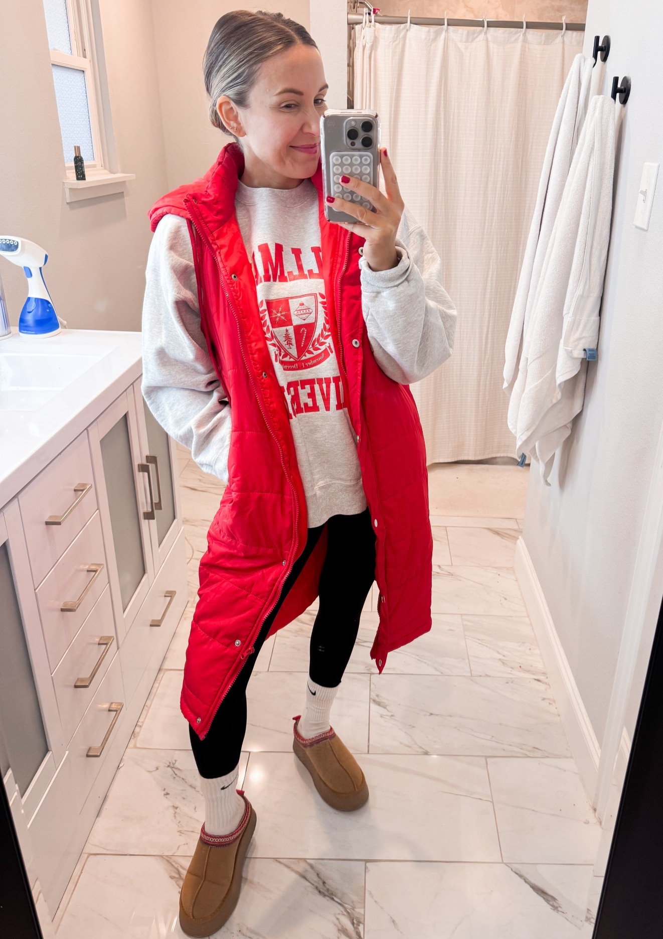 Small in vest and leggings! Sweatshirt is Maddonandco.com! 

#LTKHoliday #LTKdayinmylife #LTKFindsUnder50