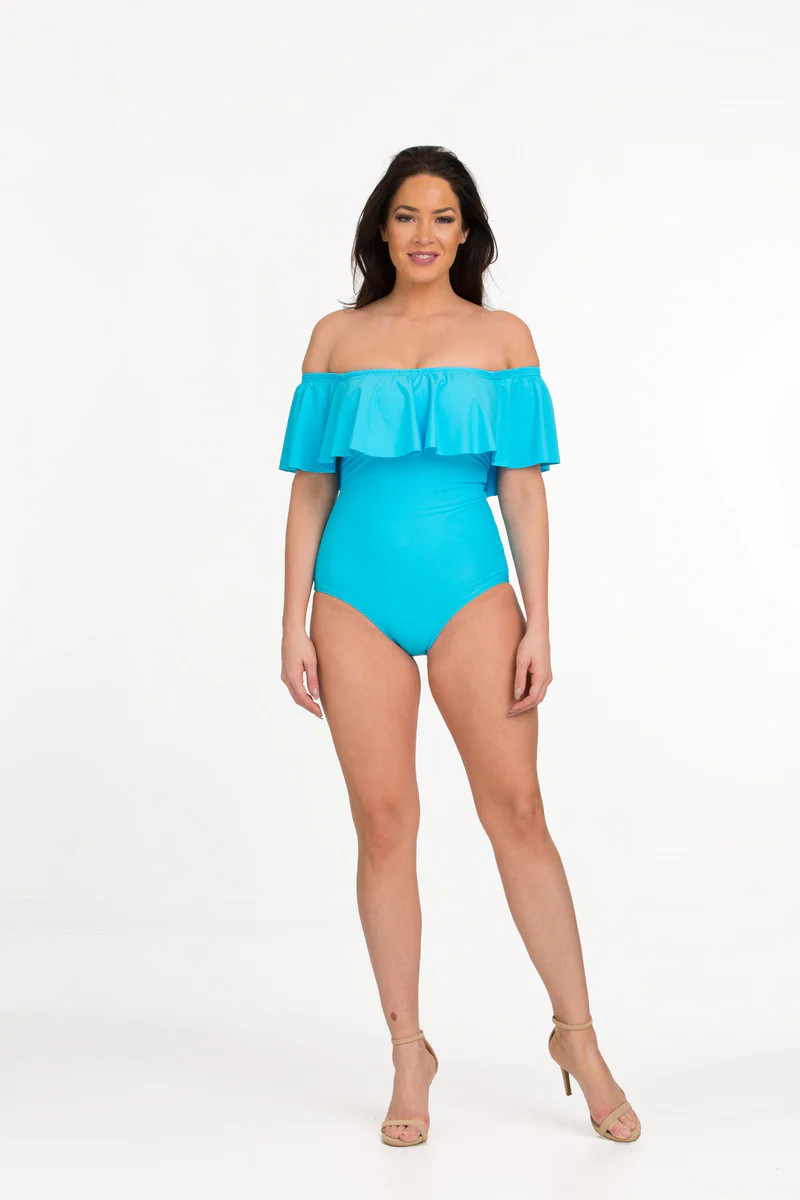 Off Shoulder Flounce One Piece Suit (Style 325) | Tara Grinna
