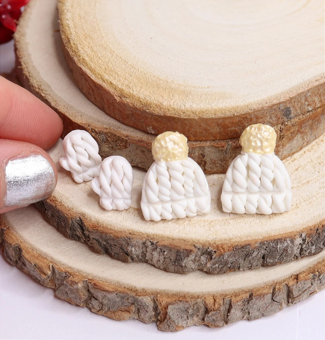 Knitted Hat and Mitten Stud Earrings: Handmade Winter Jewelry - Etsy | Etsy (US)