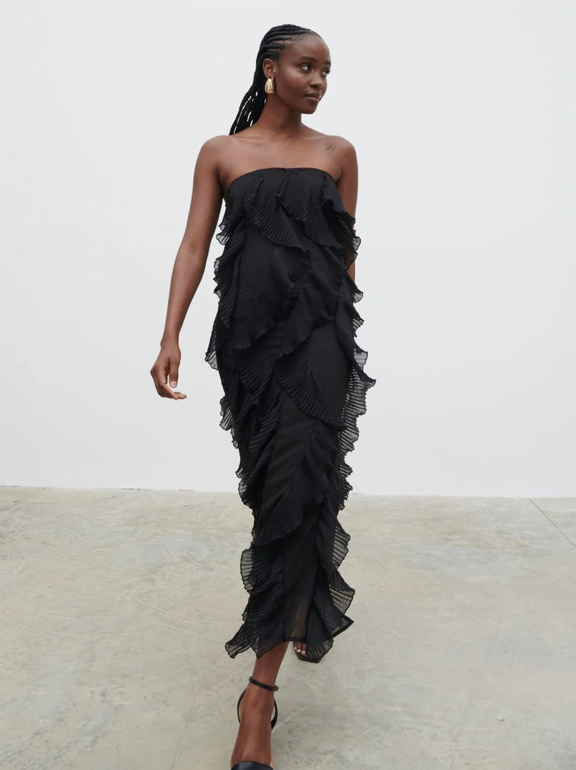 Perla Bandeau Ruffle Midaxi Dress | Pretty Lavish (UK)