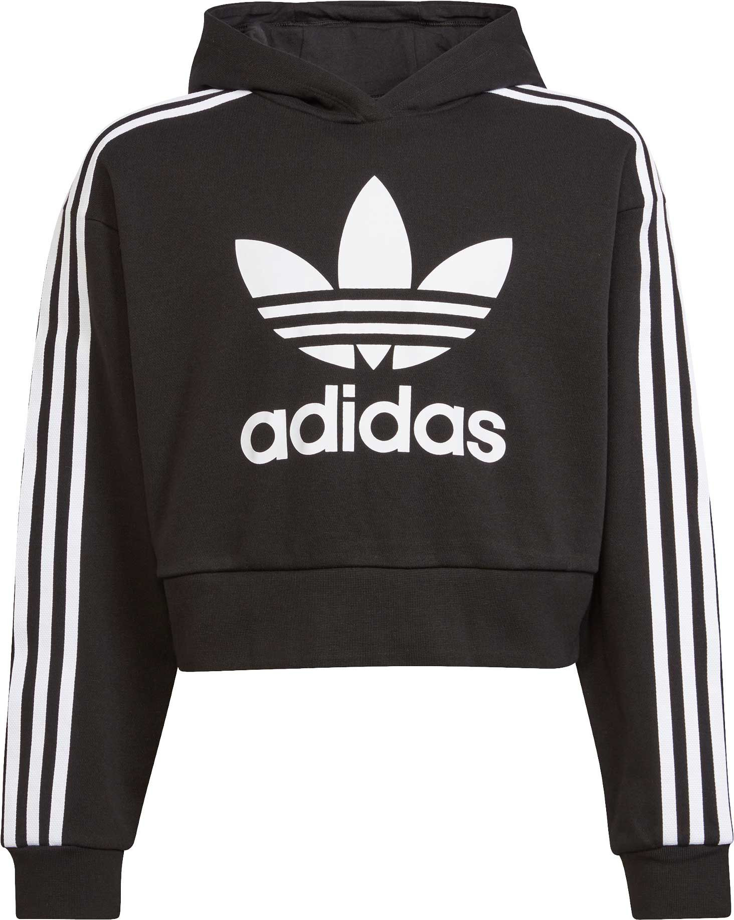 adidas Kids' Adicolor Cropped Hoodie, Girls', Small, Black | Dick's Sporting Goods