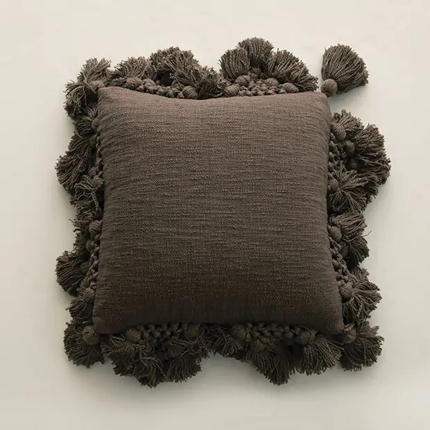 Mocha Cotton Slub Pillow | Antique Farm House