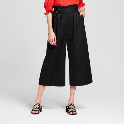 Women's Wide Leg Paperbag Crop Pants - Who What Wear™ Black XL | Target