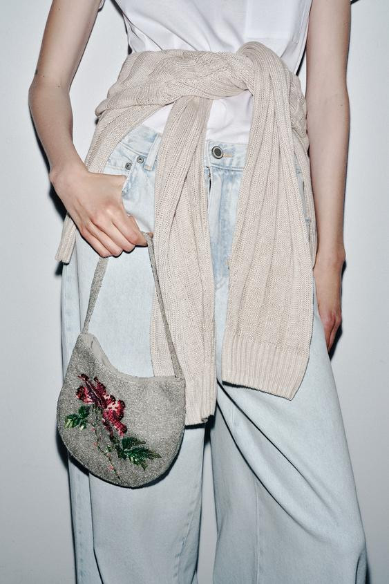 FLORAL BEADED SEQUIN BAG | Zara UK