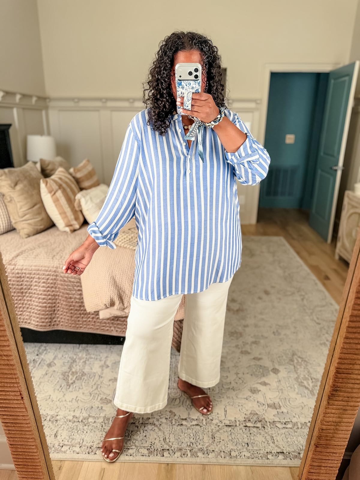 Great lightweight top, work appropriate too! Wearing size xxl in top and white jeans. #amazonfashion #workwear 

 #LTKootd #LTKPlusSize #LTKTall