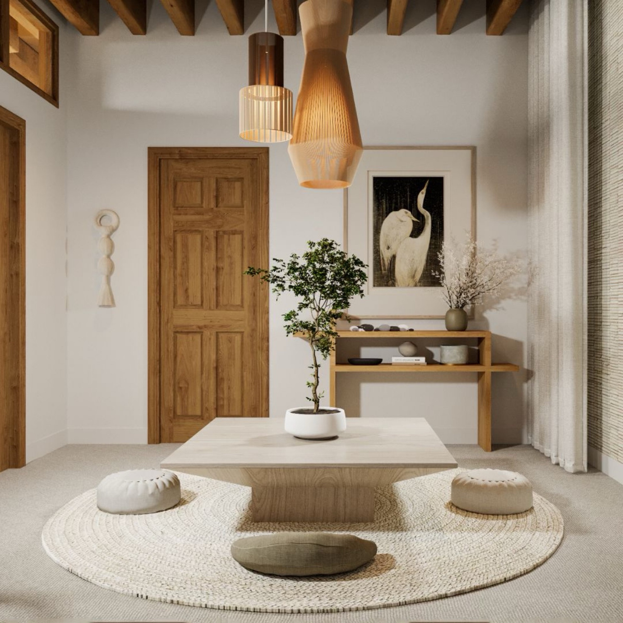 This room is a flex room and my client wanted it to serve mainly as a tea room/meditation room with the option for it to convert to a guest bedroom with the use of a Japanese futon stored in the closet. 
Shop the look below 👇🏻

#LTKhome