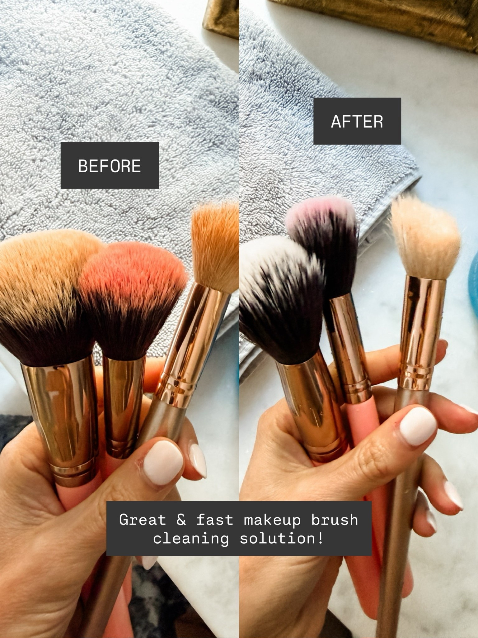 Look at the before & after of this make up brush cleaning solution! Everyone needs this if they wear make up! 

Loverly Grey, make up brush cleaner, make up products, Amazon, beauty