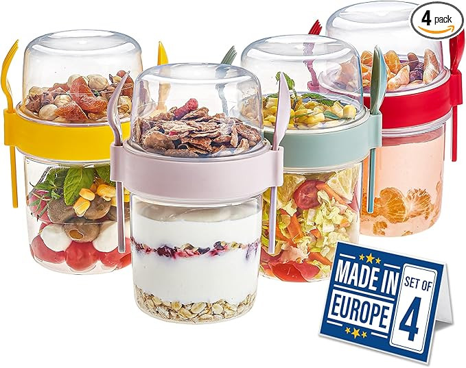 Crystalia Yogurt Parfait Cups with Lids, Large Breakfast On the Go Plastic Bowls with Topping Cer... | Amazon (US)