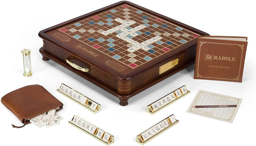 WS Game Company Scrabble Luxury Edition with Rotating Wooden Game Board | Amazon (CA)