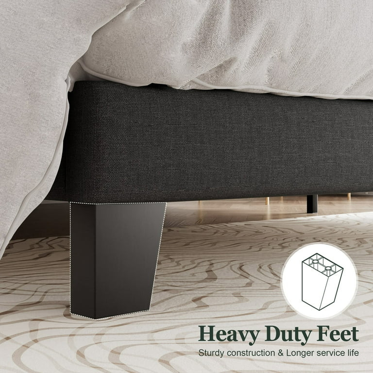 Amolife King Size Fabric Upholstered Platform Bed Frame with Headboard, Dark Grey | Walmart (US)