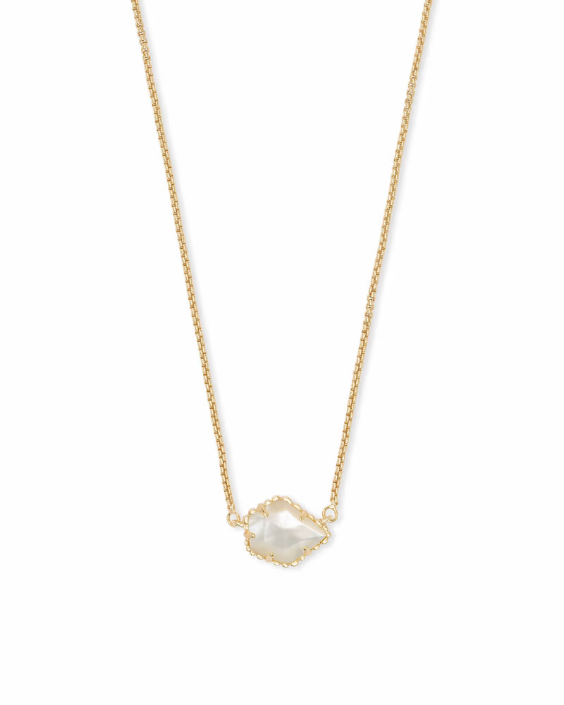 Tess Gold Small Pendant Necklace In Ivory Pearl | Kendra Scott