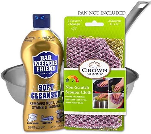Bar Keepers Friend Soft Cleanser and Non Scratch Scouring Kit - Pot Cleaner and Scrubbing Set - Mult | Amazon (US)