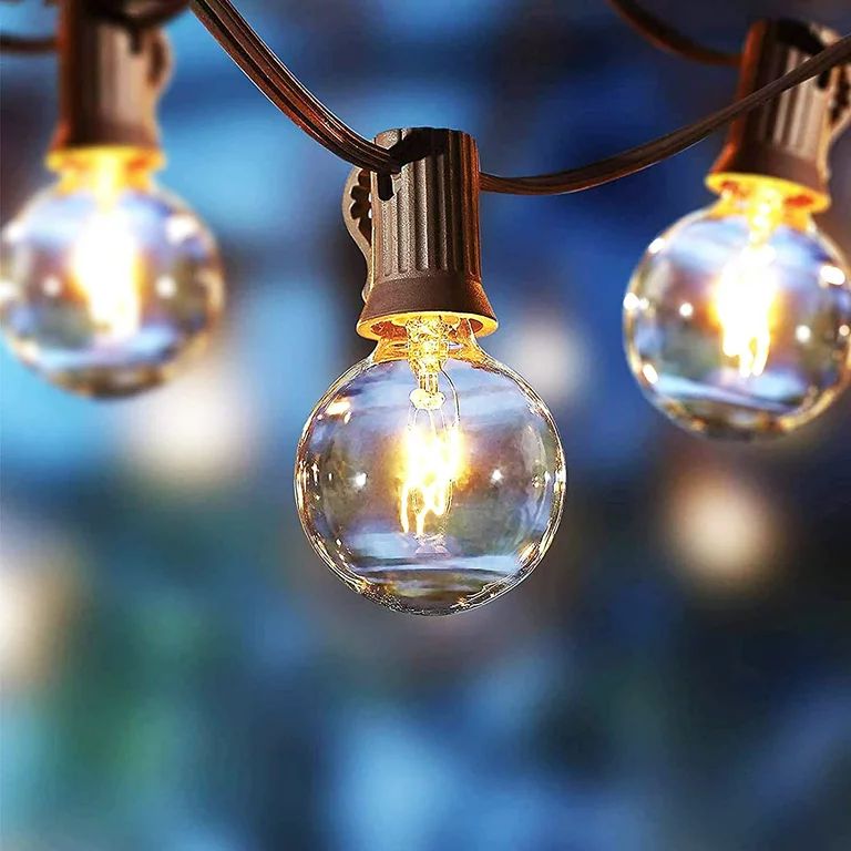 (2 pack) Better Homes & Gardens 20-Count Clear Glass Globe G40 Bulbs Outdoor String Lights | Walmart (US)