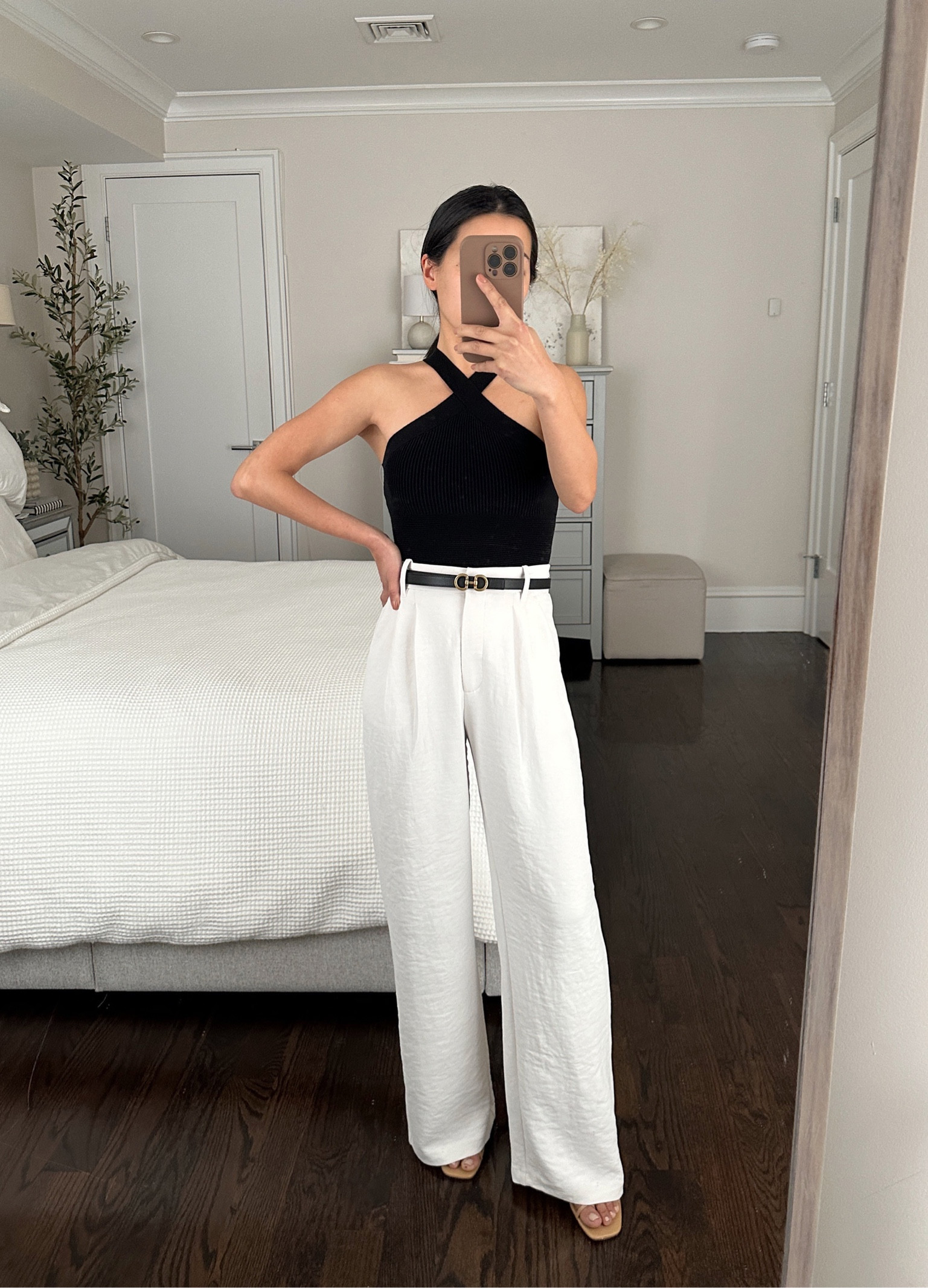petite crepe wide leg pants outfit

•A+F halter top xxs worn with B6 nippies. Highly recommend their ottoman ribbed boy tank as well - great layering staple. 
•Abercrombie Sloane crepe pants 25 short - gorgeous pants that drape like a dream. Feels Double layered and not sheer. these have a sfaintly crinkled texture to them and are more white, not cream. The waist runs a bit small as I sized up to a 25 and they fit just right (I wear 24 in most other A&F bottoms and jeans)
•Reformation sandals 5
•Edited Pieces mini belt, coming this week! Size xxs fits a 24-25” waist 
• favorite phone case linked on www.Amazon.com/shop/extrapetite 

#petite white trouser pants spring outfits 

#LTKFind #LTKSeasonal #LTKshoecrush