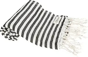 Bersuse 100% Cotton Malibu Turkish Towel - 37x70 Inches, Black | Amazon (US)