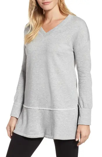 Women's Caslon Keyhole Back V-Neck Tunic | Nordstrom