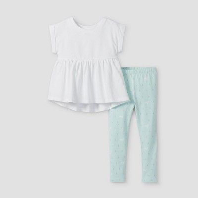 Toddler Girls' Peplum Short Sleeve Top and Bunny Leggings Set - Cat & Jack™ White | Target