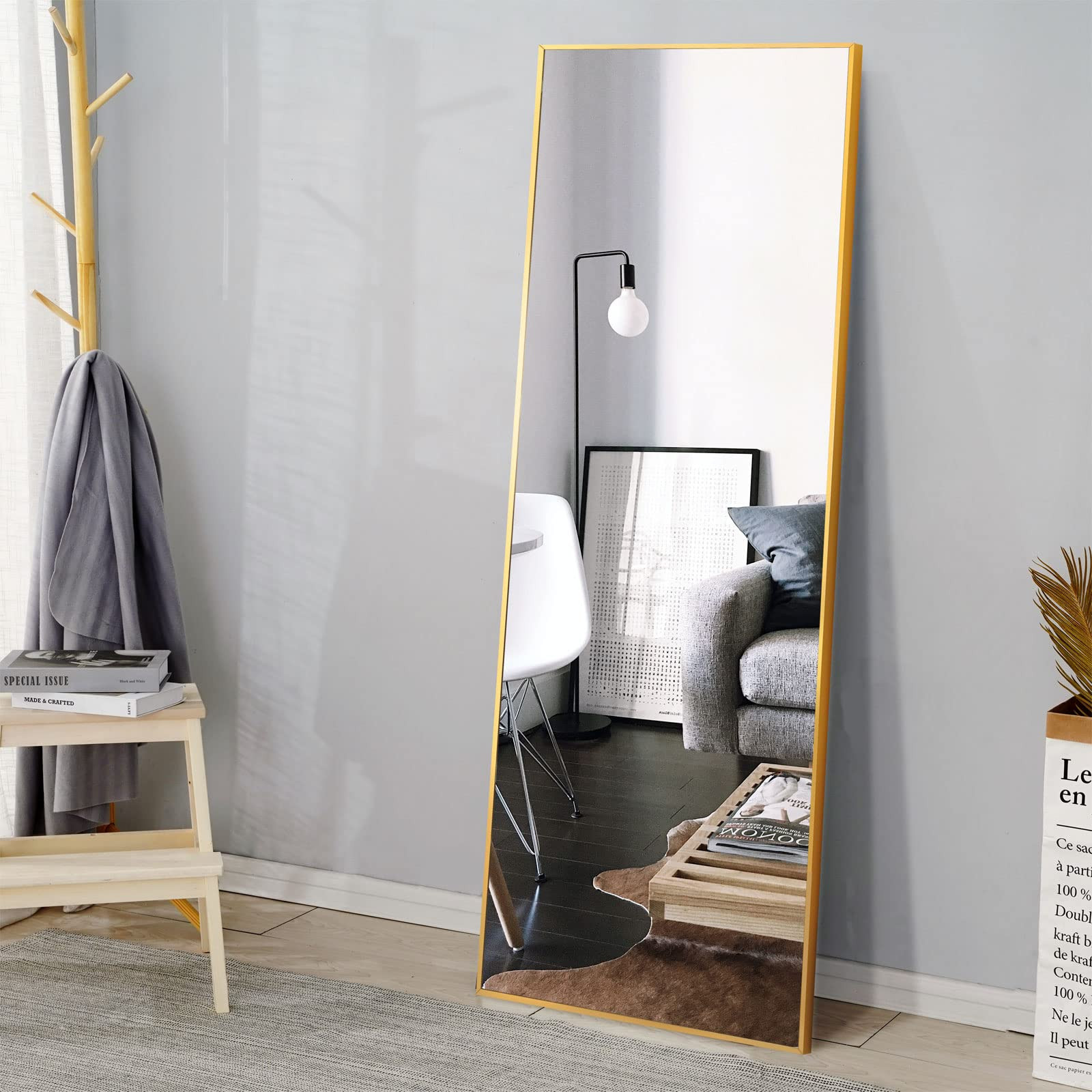 WISSMIELS Large Full Length Mirror Aluminum Alloy Frame Free Standing Mirrors Body Mirror Floor Lean | Amazon (US)