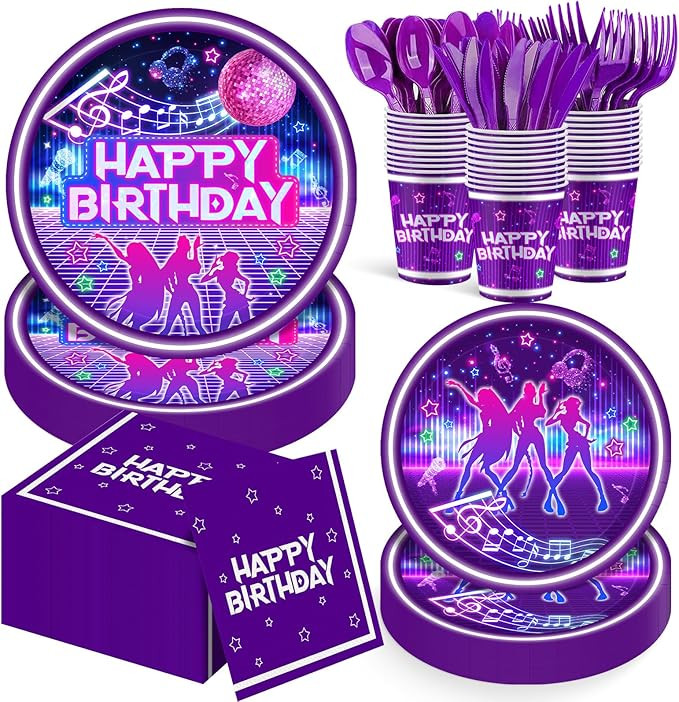 168Pcs Kpop Birthday Decorations K Pop Party Plates Napkins Cups Knives Forks Spoons, Kpop Party ... | Amazon (US)