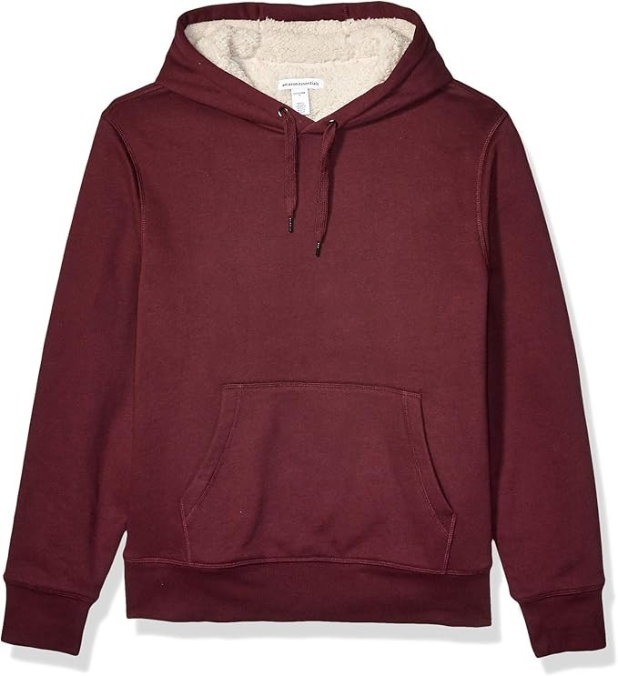 Amazon.com: Amazon Essentials Men's Sherpa-Lined Pullover Hoodie Sweatshirt, Burgundy, Large : Cl... | Amazon (US)