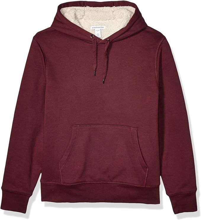 Amazon.com: Amazon Essentials Men's Sherpa-Lined Pullover Hoodie Sweatshirt, Burgundy, Large : Cl... | Amazon (US)