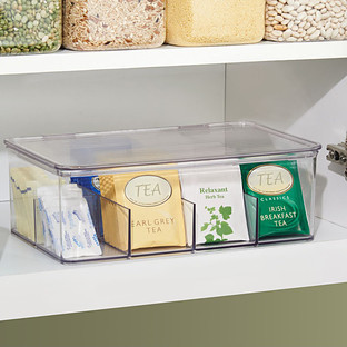 iDESIGN&trade; Linus&trade; Tea Storage Box w/ Lid Clear | The Container Store