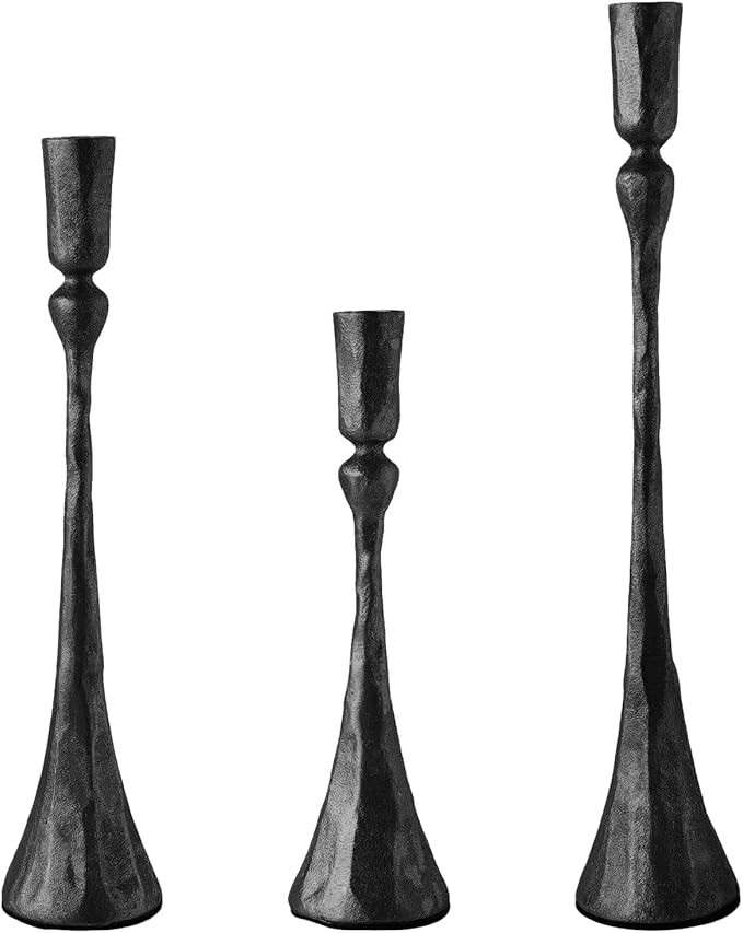Vintage Cast Iron Black Taper Candle Holders Set of 3 Antique Decorative Candlestick Holder for W... | Amazon (US)