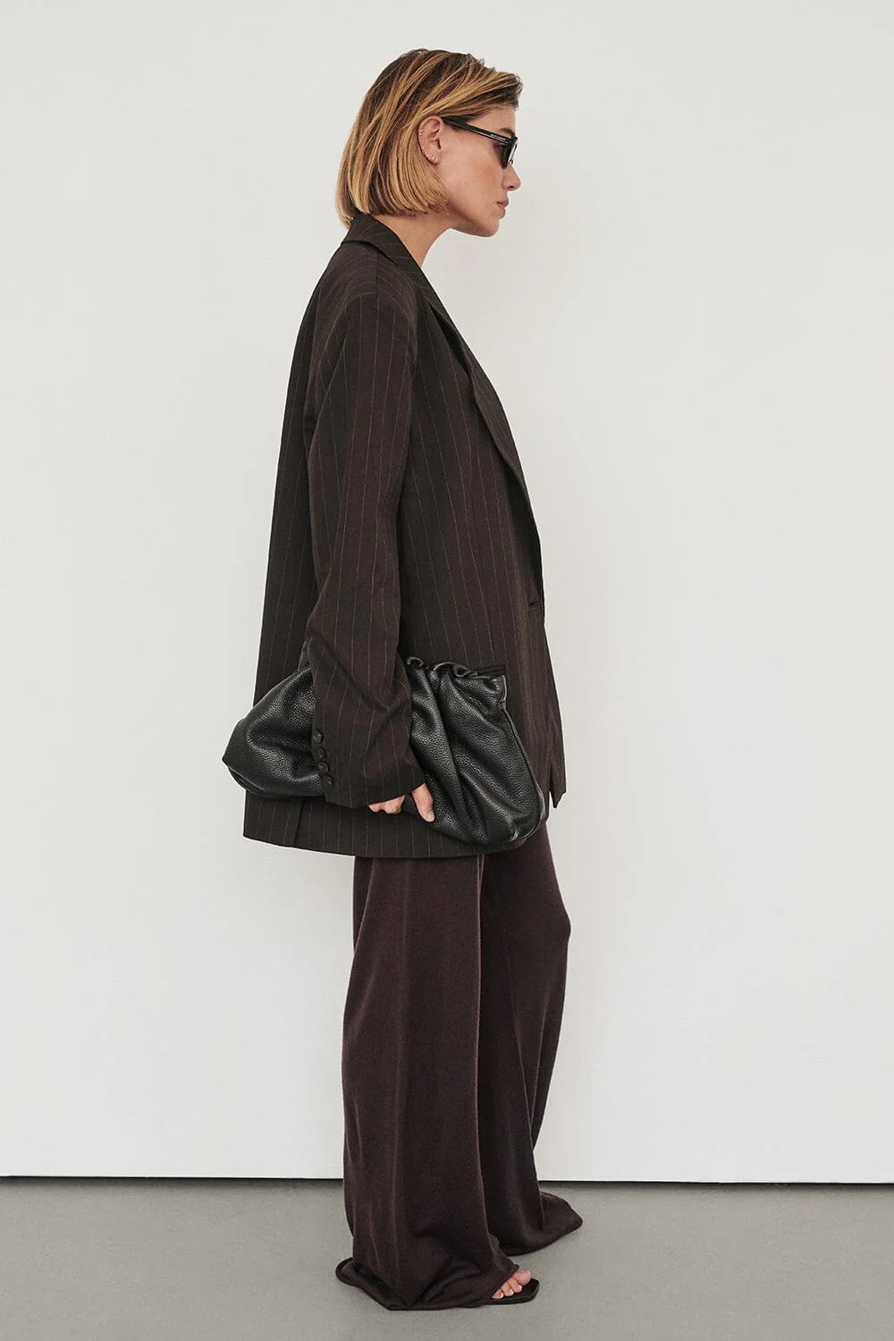 SIAN PEAT CHOC STRIPE OVERSIZED BLAZER | DISSH