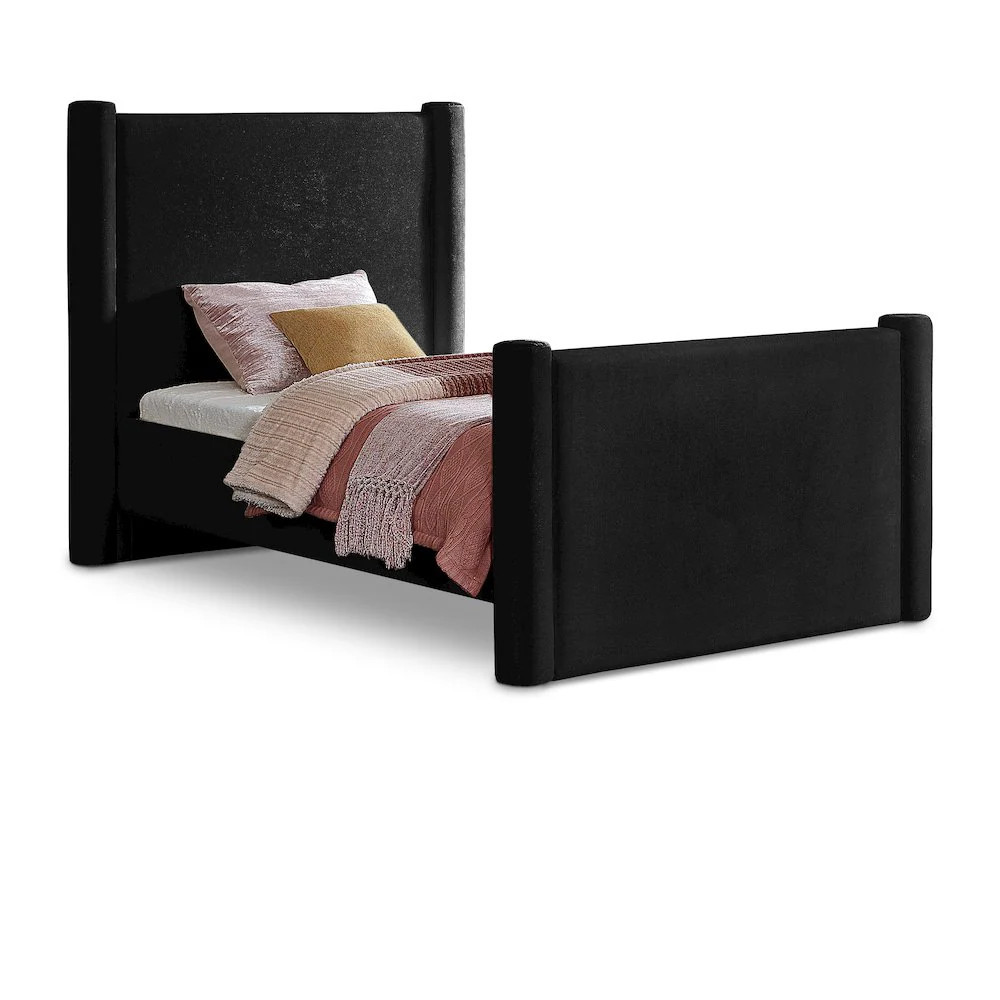 Meridian Elias Black Velvet Twin Bed one_size | B1298BLACK-T | Lowe's