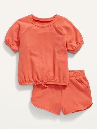 2-Piece Cinched-Hem French Terry Top and Shorts Set for Toddler Girls | Old Navy (US)