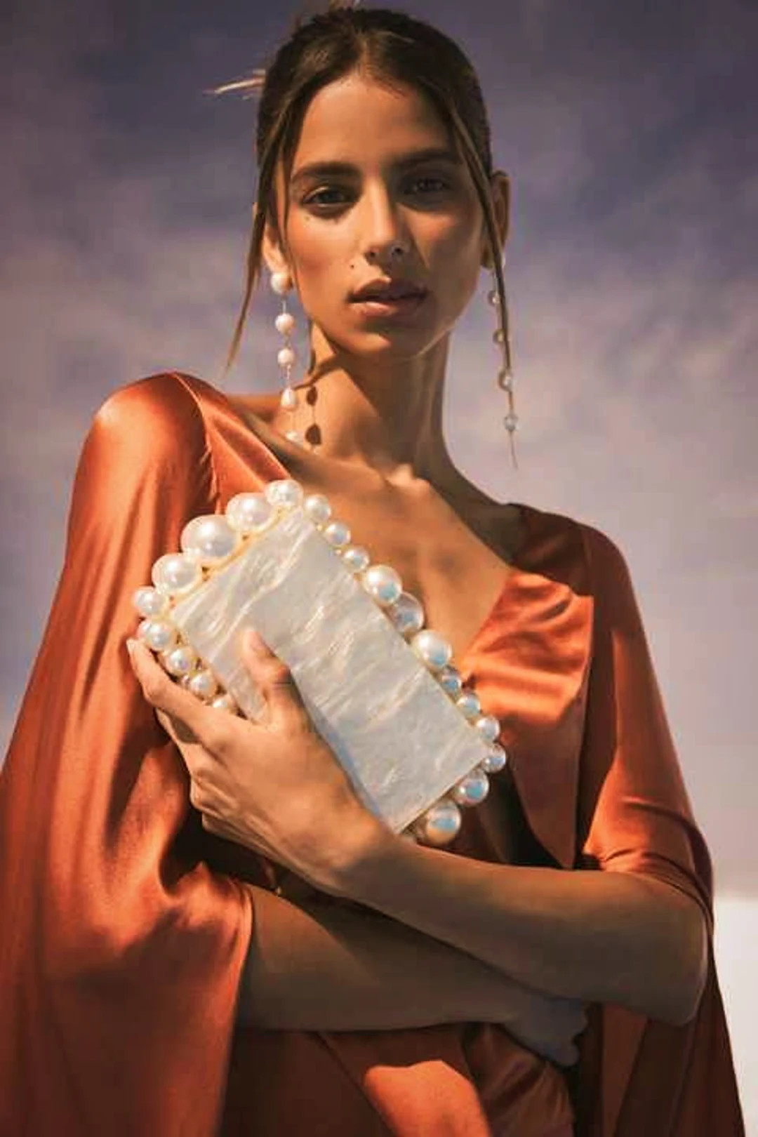 Acrylic Box Clutch for Wedding , Pearl Beaded Sling Bag, Minaudiere With Detachable Crossbody Met... | Etsy (US)