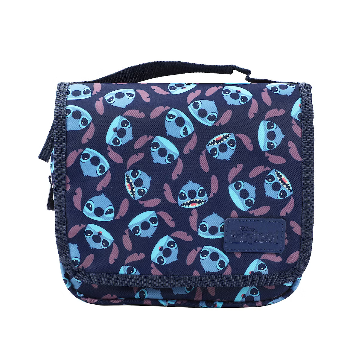 Disney Stitch Character Heads All-Over Print Blue 8.2” Folding Hanging Toiletry Kit | Target