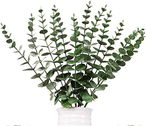 Miracliy 12PCS Artificial Eucalyptus Leaves Greenery Stems Bulk Faux Silver Dollar Eucalyptus Spr... | Amazon (US)