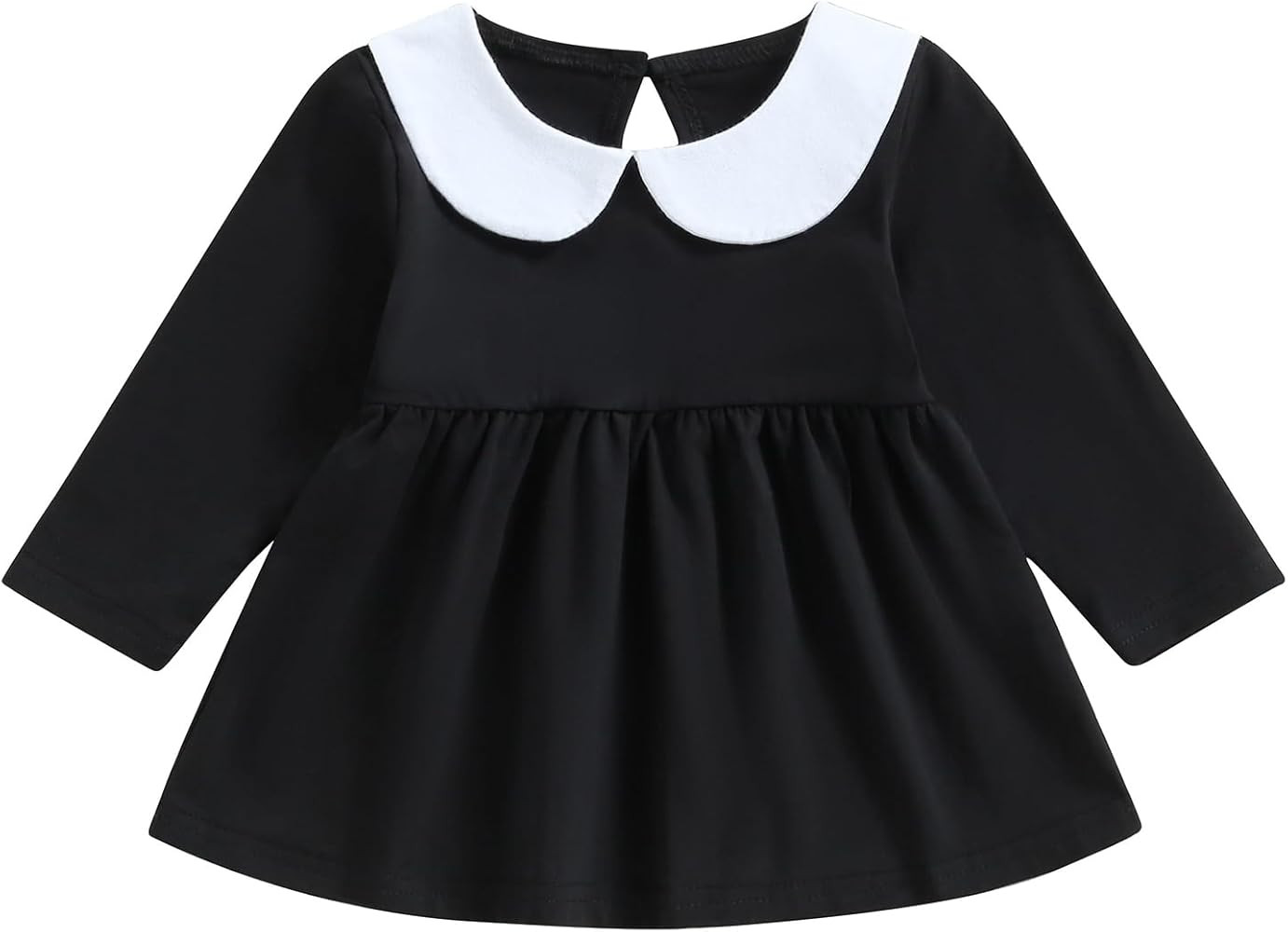 Lamuusaa Toddler Baby Girl Halloween Outfit Doll Collar Black Long Sleeve Dress A-Line Dress Hall... | Amazon (US)
