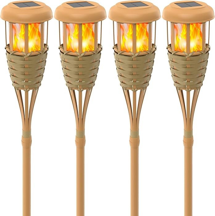 Solar Outdoor Lights, Solar Torch Lights Outdoor Flickering Flame, Outdoor Decorations for Patio ... | Amazon (US)